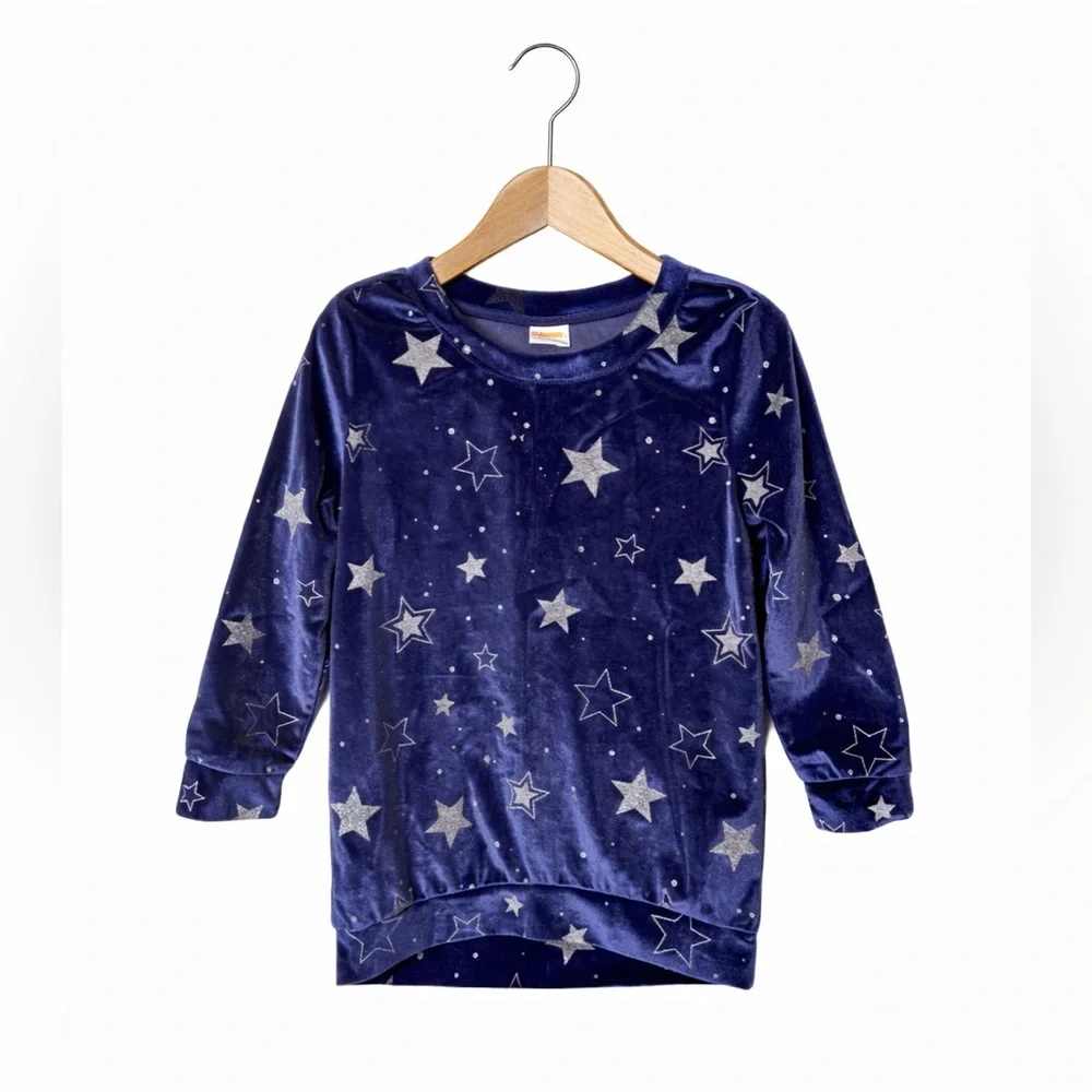 Gymboree Navy Velvet Top with Silver Stars. Excellent Condition. Size XS
